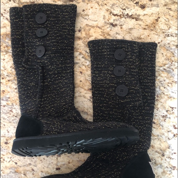 UGG Shoes - UGG Cardy knit boots, black and gold